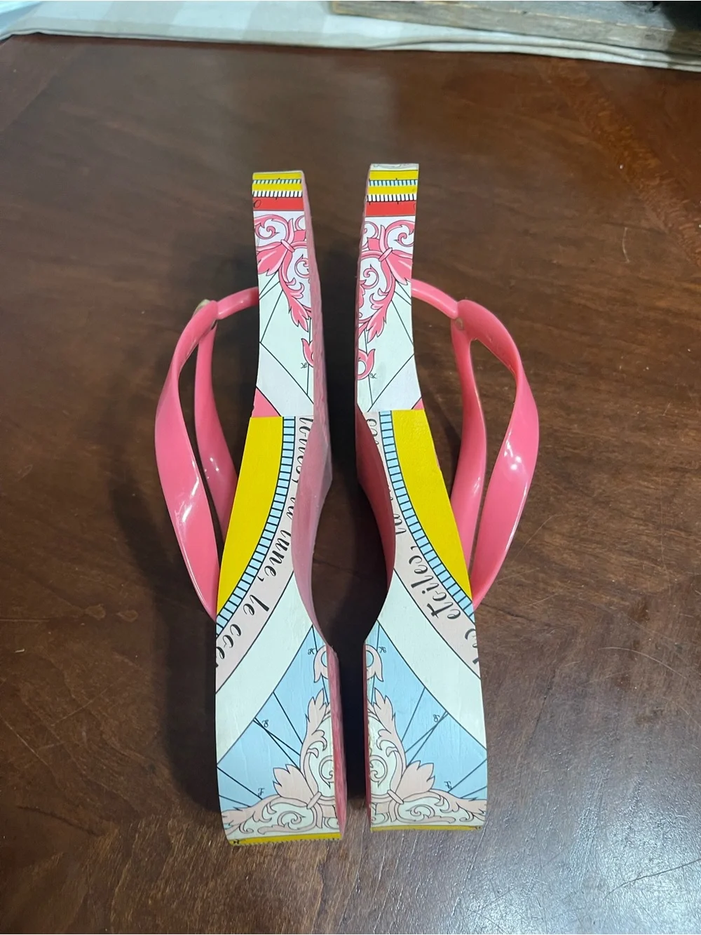TORY BURCH Printed Carved Wedge Flip-flop In Pink - Picture 7 of 11